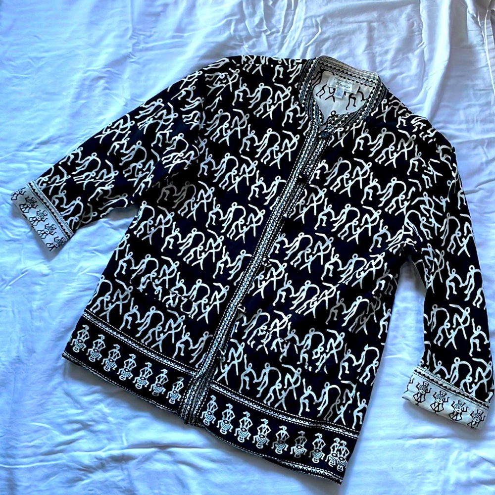 Sam Hilu classic collection reversible primitive print jacket